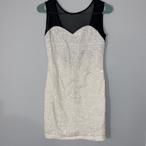 Honey Punch White Sequin Mini Dress
